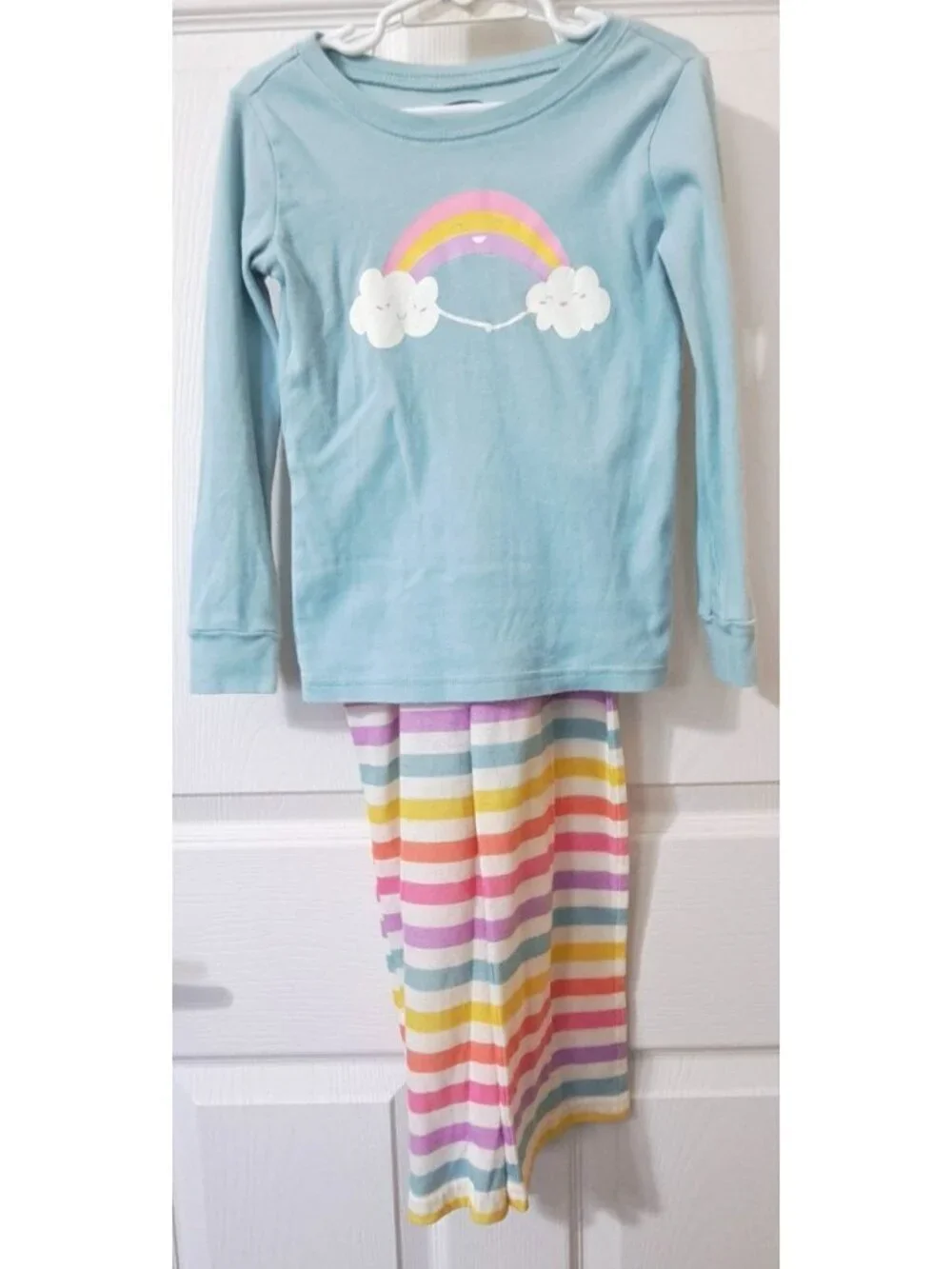 Old Navy Girl's 6T Cotton Pajama Set Stripes Multicolor Cozy Lightweight.